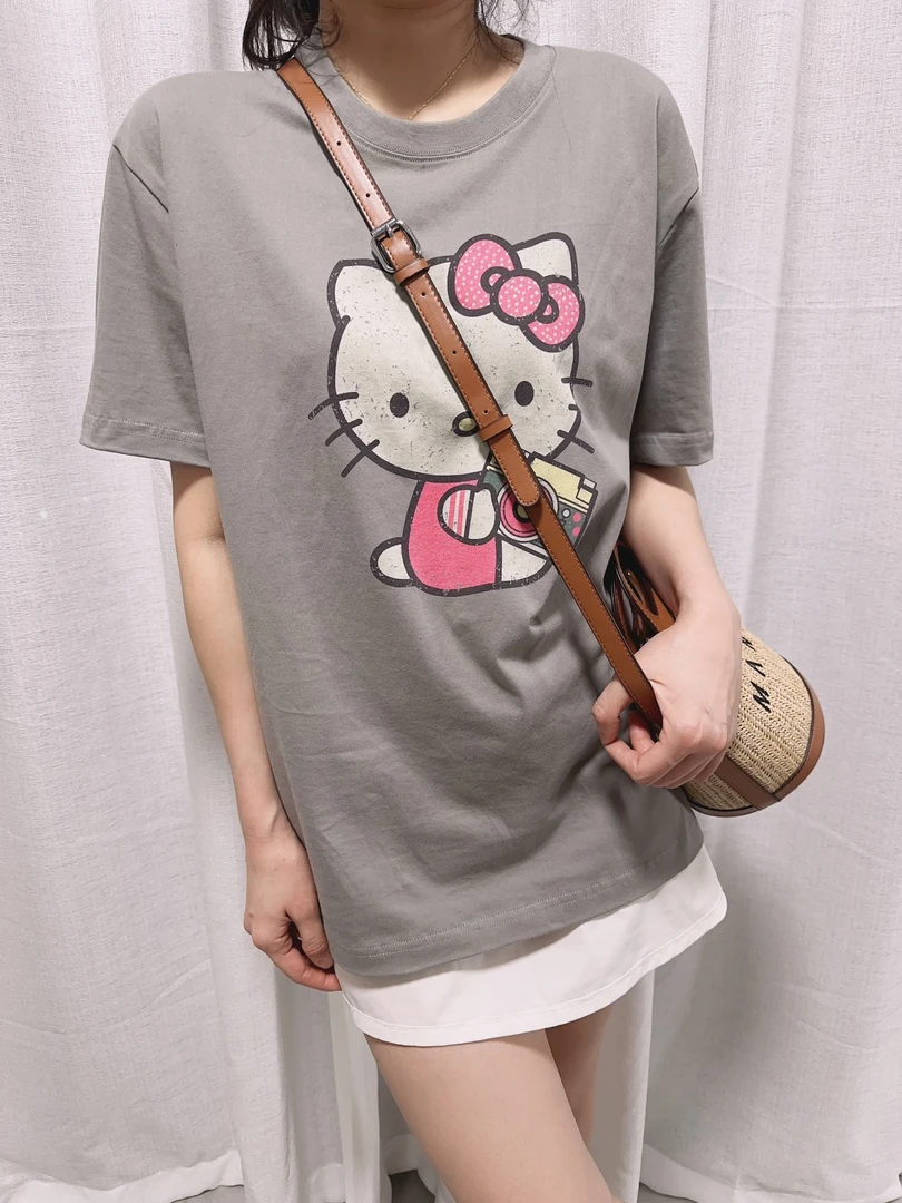 初秋猫咪摄影师卡通数码直喷印花T恤