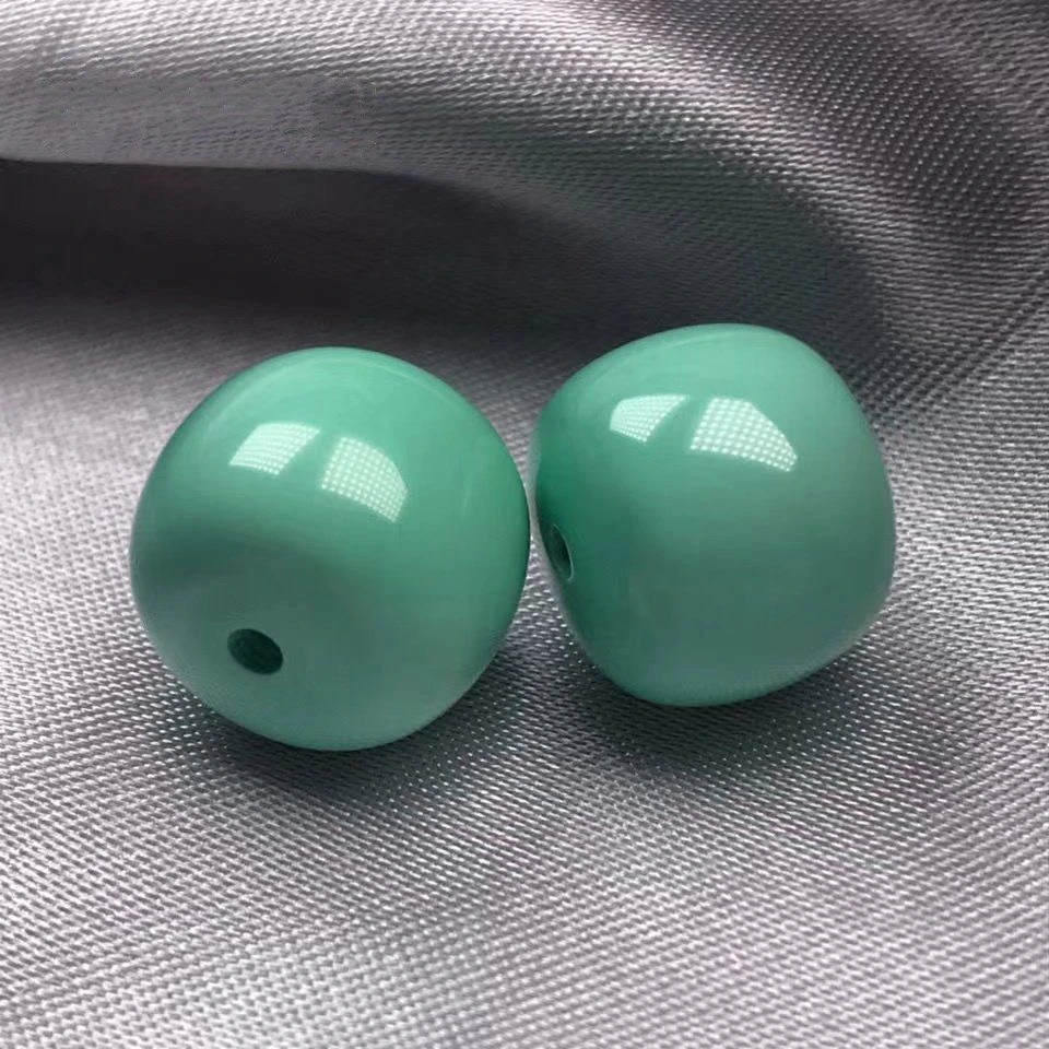 湖北十堰绿优化松石老型散珠对珠高瓷度单珠配珠通用星月配饰墩子