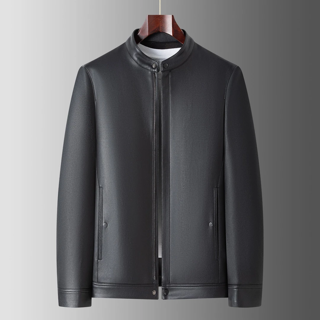 【海宁精选】2025男士秋季新款绵羊皮轻奢立领商务百搭休闲外套