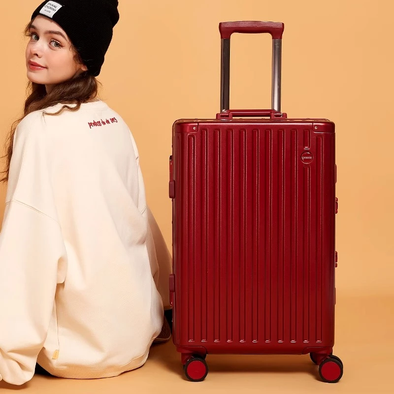 Hear&Rose结婚行李箱陪嫁箱女酒红色拉杆新娘婚礼皮箱红色密码箱