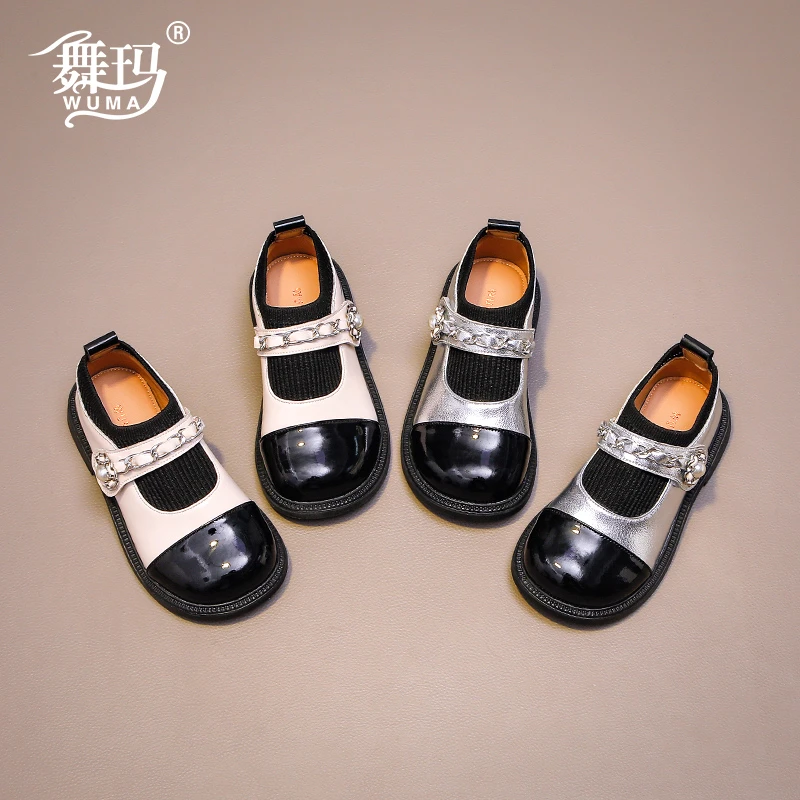 女童鞋子儿童真皮公主鞋2025新款春秋款小女孩软底时尚单鞋433527