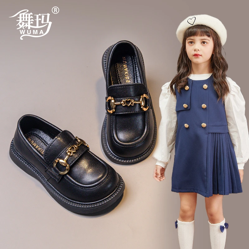 女童皮鞋2025春季新款中大童乐福鞋学生校园鞋春季时尚单鞋223133