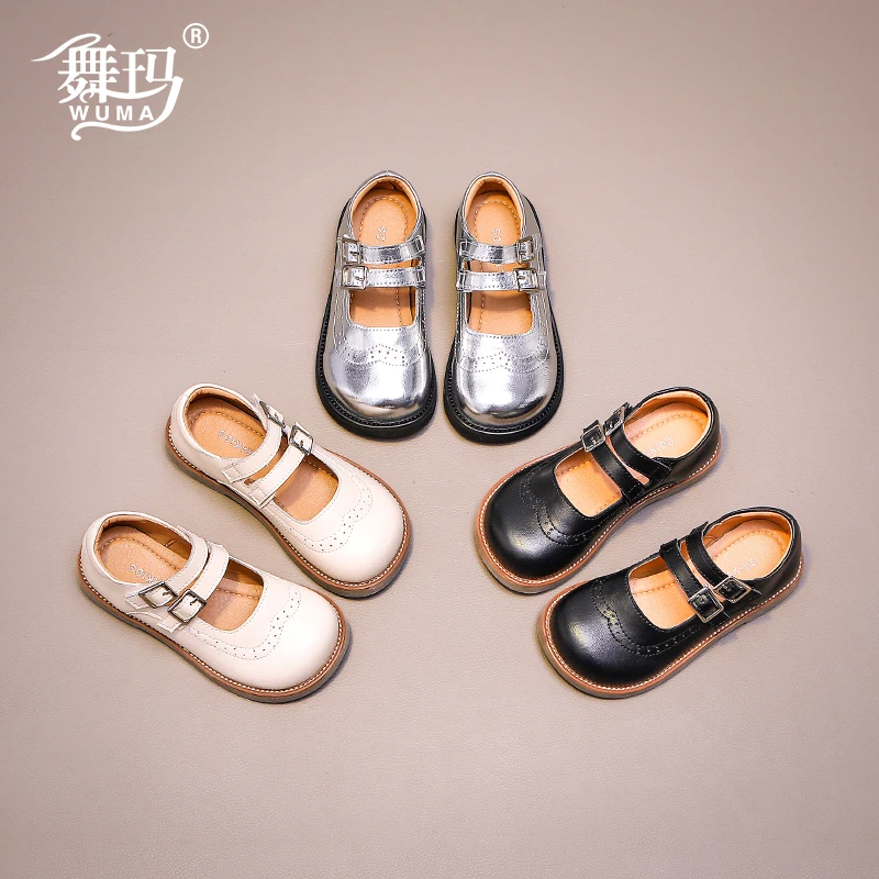 女童鞋子儿童真皮公主鞋2025新款春秋款小女孩秋季软底皮鞋433506