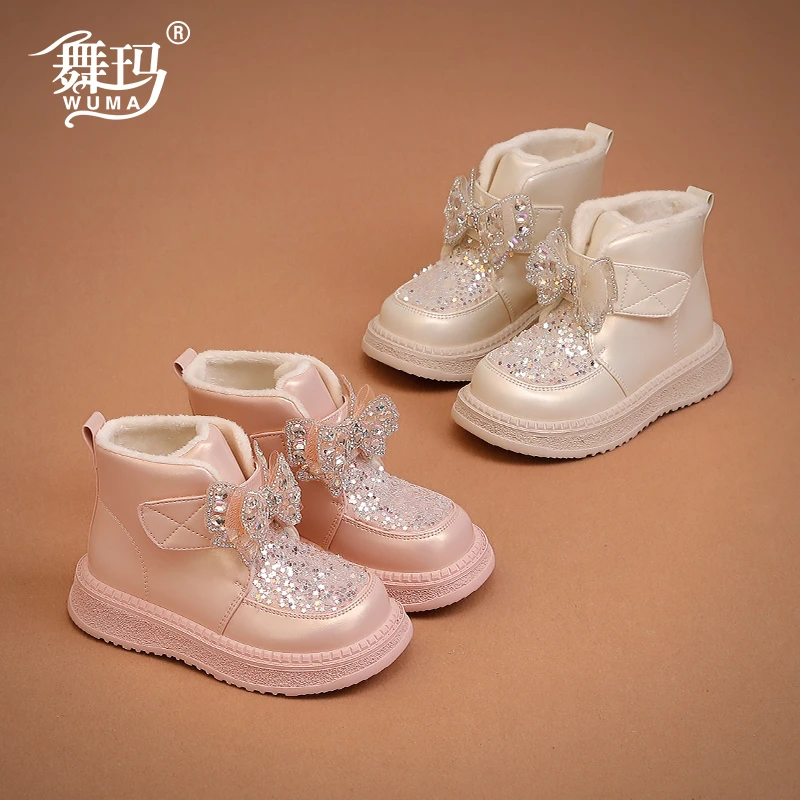 舞玛女童马丁靴儿童单靴2025新款女孩秋冬季公主加绒二女童短靴