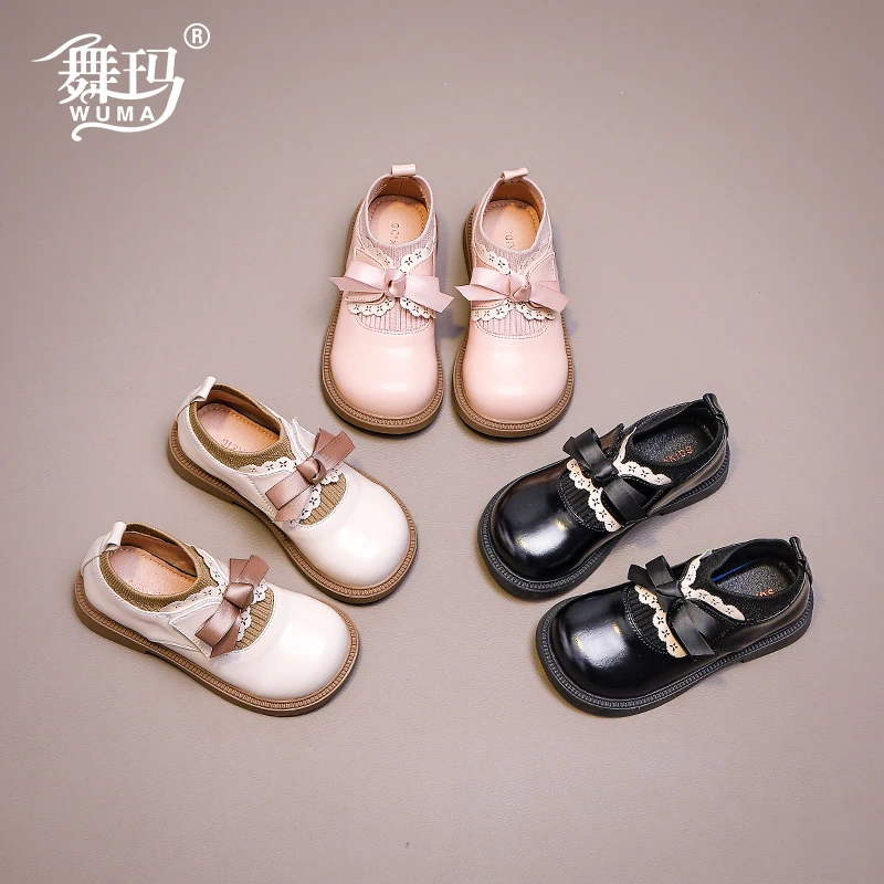 女童鞋儿童公主鞋黑色新款春秋小女孩秋季真皮宝宝软底皮鞋433474