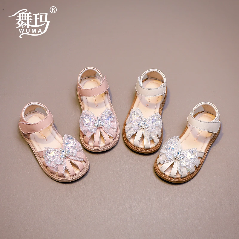 女童鞋子儿童真皮公主鞋2024新款夏款宝宝软底大童夏季凉鞋423350