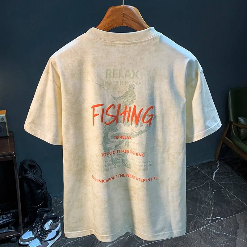 U&PURA夏季短袖T恤男落肩圆领印花潮牌休闲体恤百搭重磅透气设计