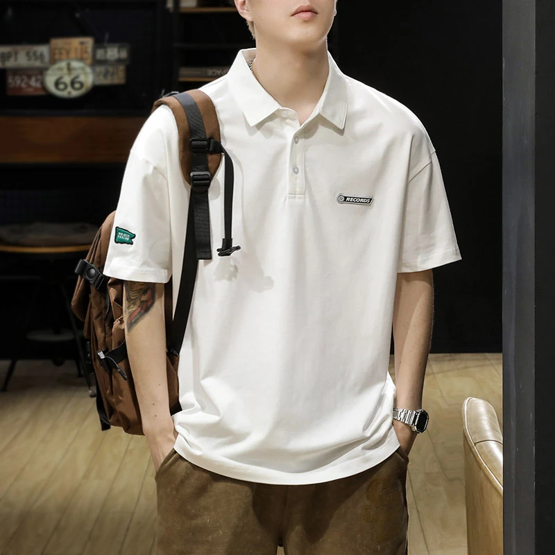 U&PURA2024夏新款美式休闲重磅纯棉短袖POLO衫男宽松大码翻领T恤