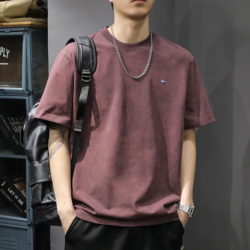 U&PURA夏季潮牌复古雪花纹短袖t恤男宽松大码圆领半袖美式休闲