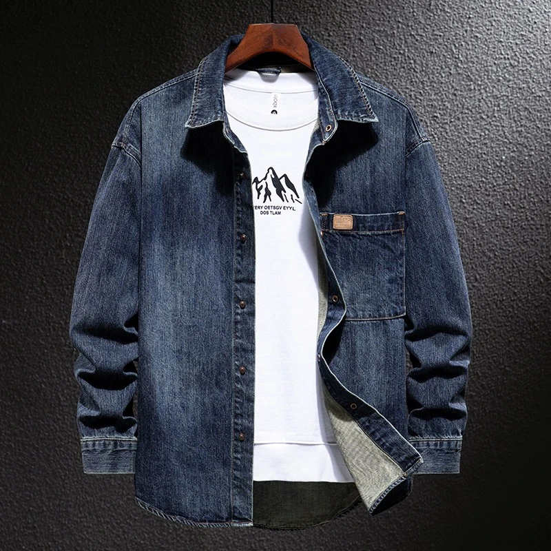 U&PURA高端轻奢2024秋季新款牛仔衬衫男士复古春秋工装衬衣外套