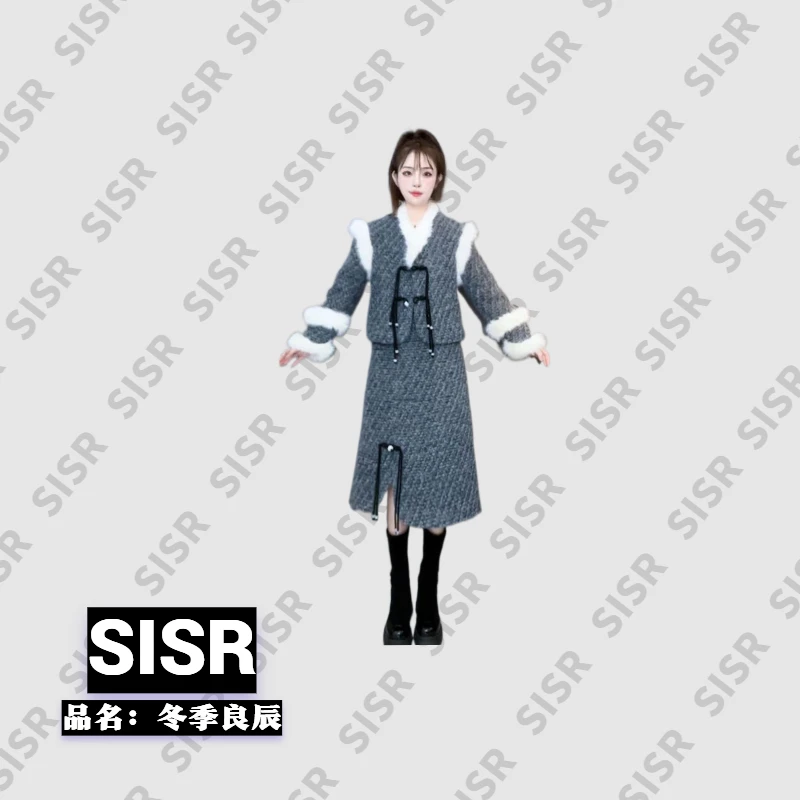 【冬季良辰羽绒套装】SISR小众设计冬款国风气质显瘦炸街二件套