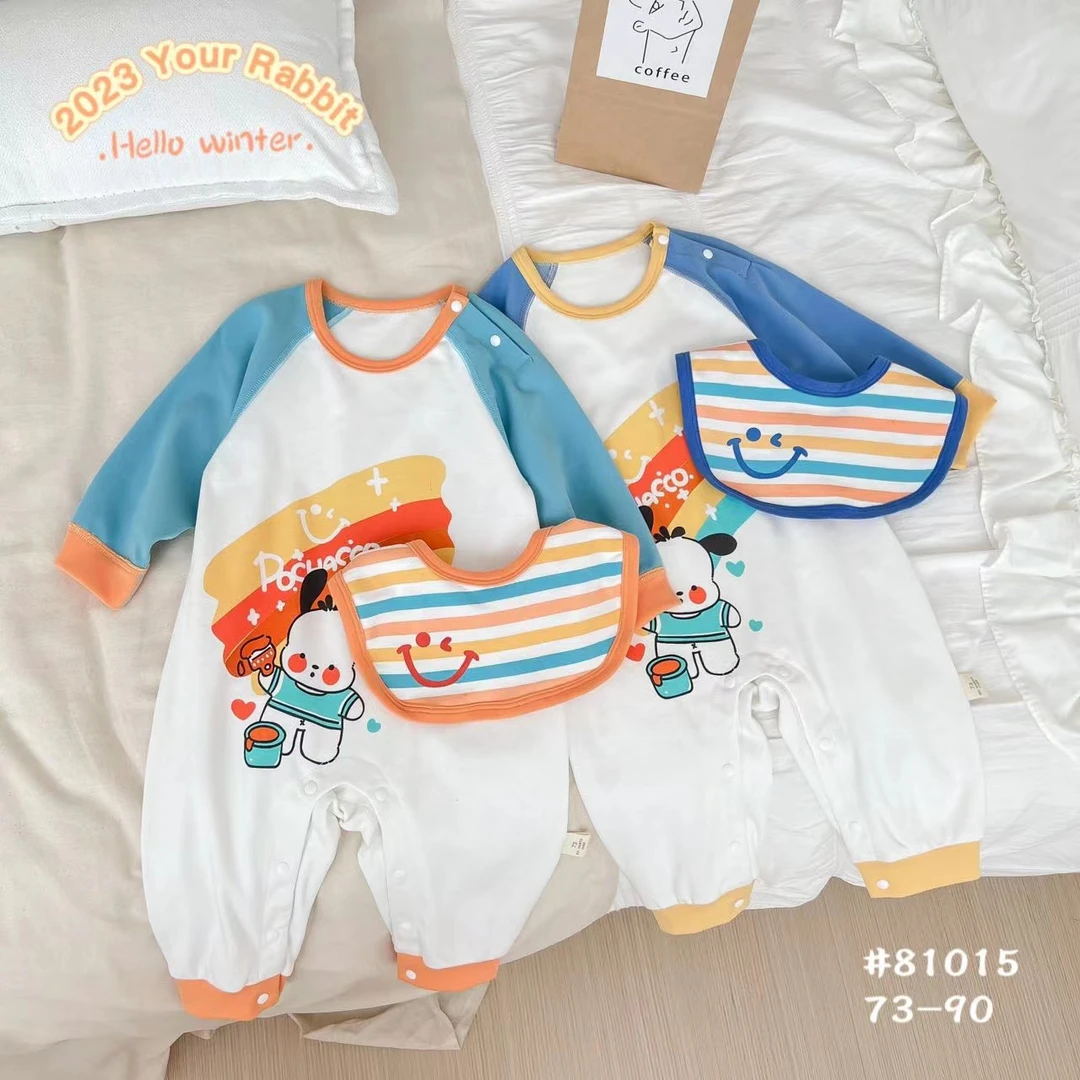 玥儿兔舒绒连体衣春秋儿童幼儿婴儿撞色拼接