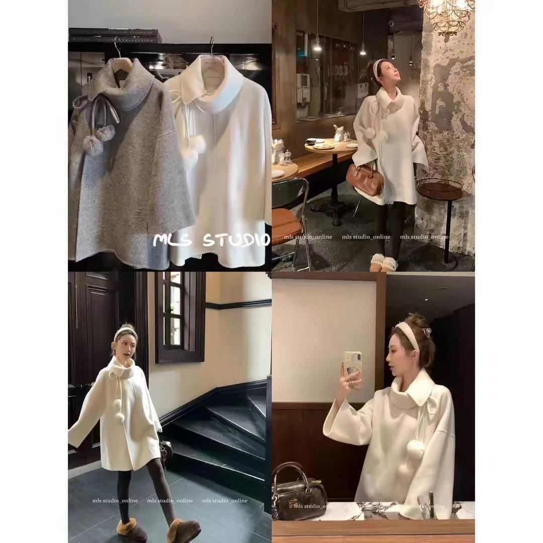 灰灰呀！莉莉香小姐！圣诞款！新年款！毛球款！韩系复古设计大衣外套