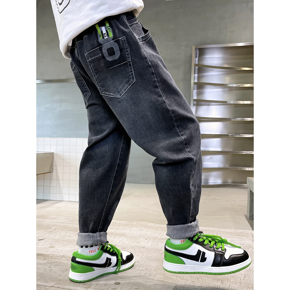 巴拉巴拉儿童装男童裤子2023新款秋冬款中大童宽松长裤韩版加绒牛