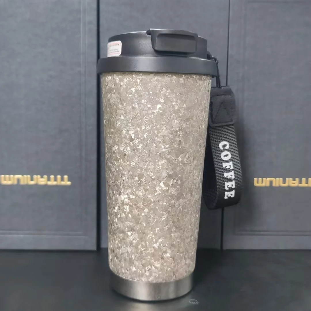 【双十一福利】500ml咖啡杯碎冰银黑色盖子【不锈钢底】-065027