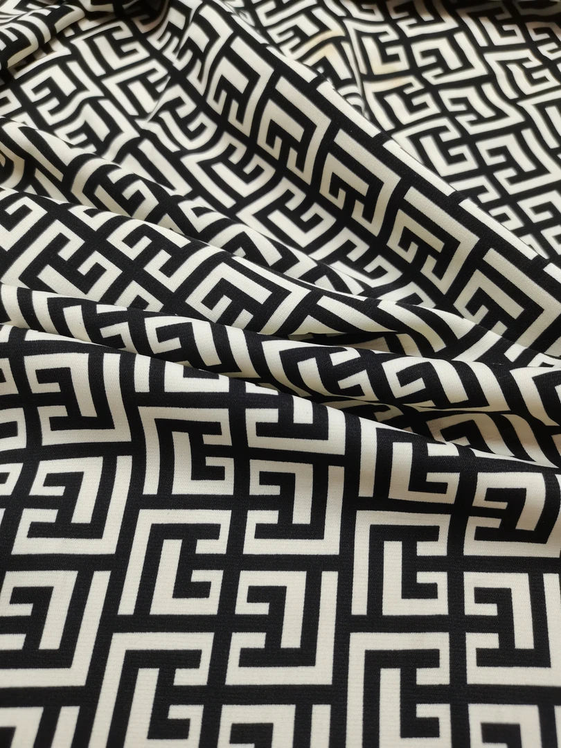 微弹力破卡布料 HPK0059 浅底迷宫格 可做夏季连衣裙 寸衣面料