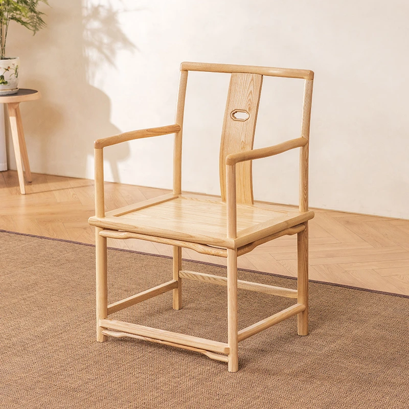 新中式全实木白蜡木茶椅现代靠背椅办公椅官帽椅家用圈椅禅意围椅