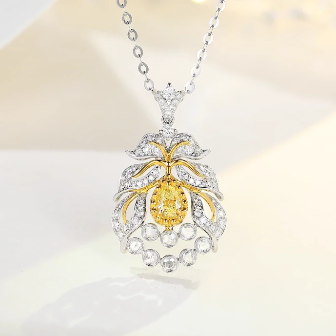 宝石矿工18K金黄钻吊坠