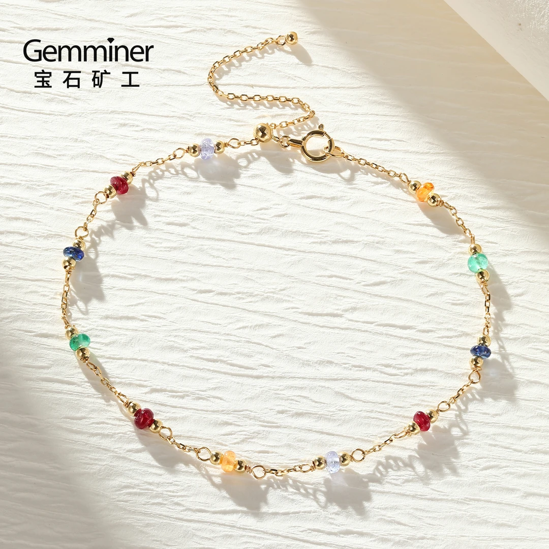  宝石矿工 18K金彩色宝石项链手链