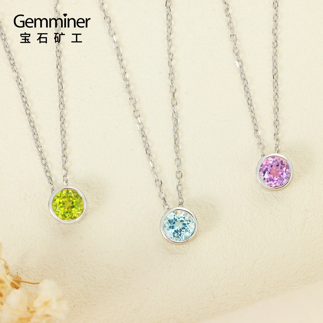 【宝石矿工品牌福利】橄榄石托帕石紫水晶银镶天然宝石项链