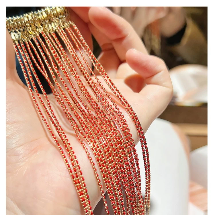 宝石矿工 18K素金红绳手链