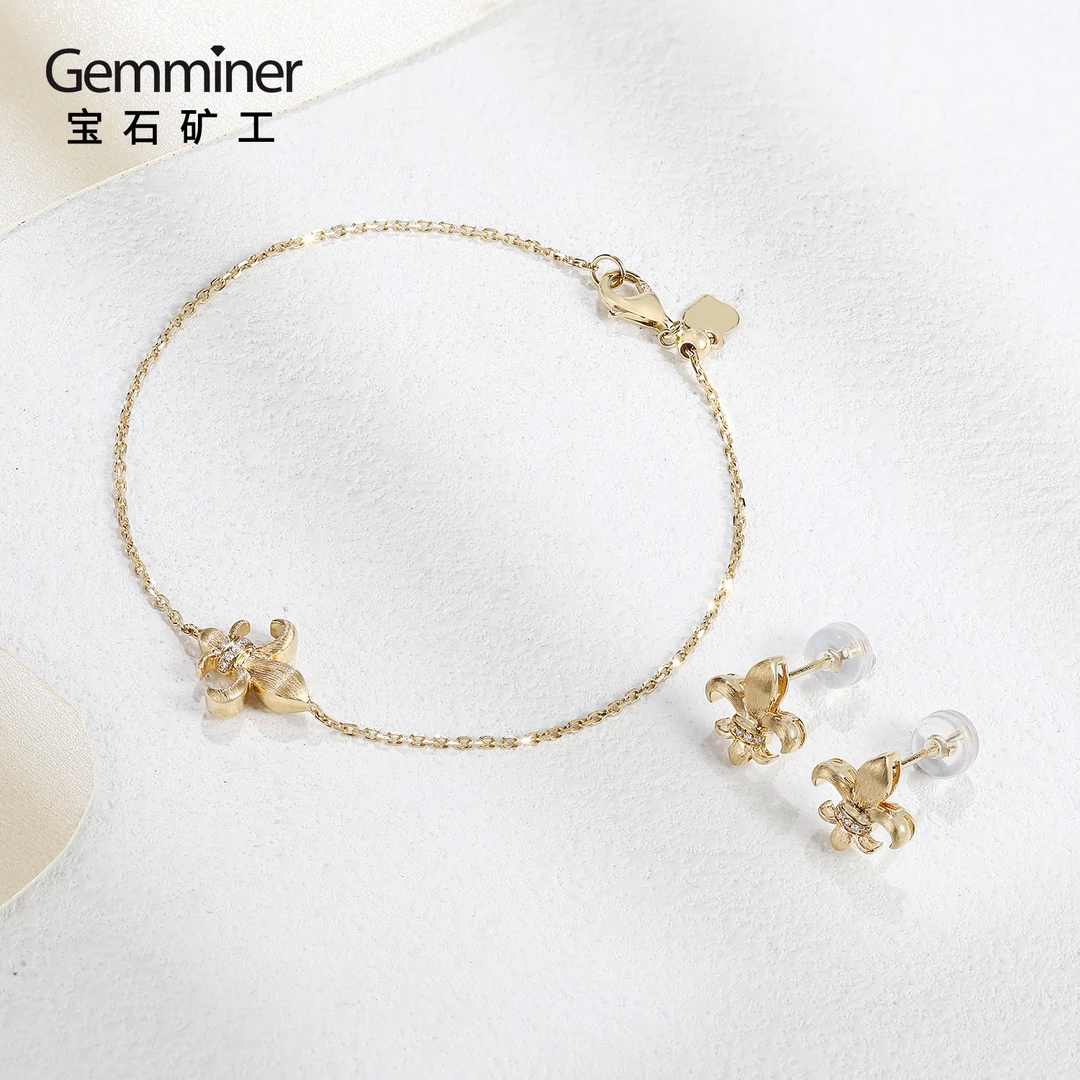 宝石矿工   18k金钻石耳饰手链鸢尾花