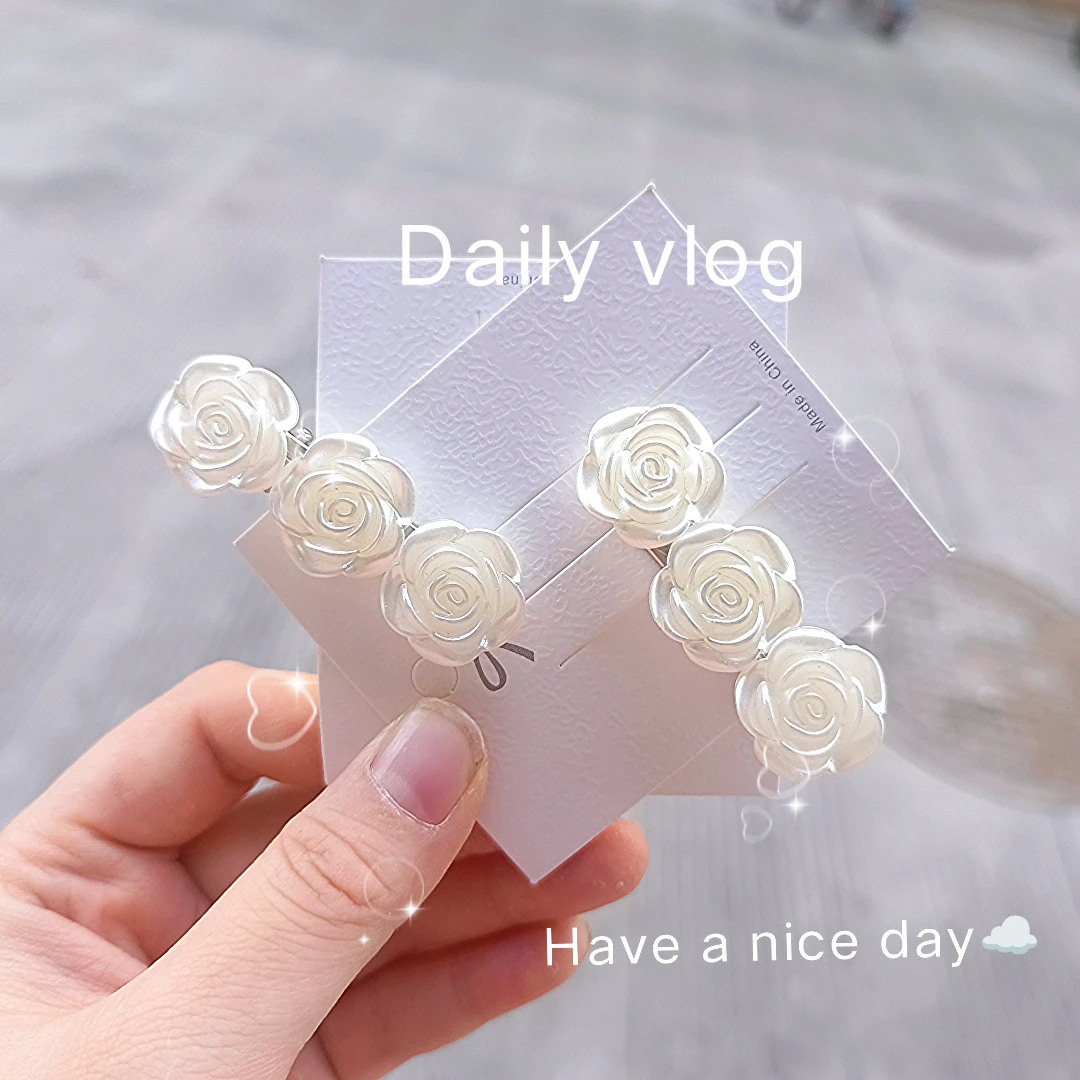 复古山茶花朵发夹一字夹气质温柔百搭刘海夹侧边碎发发卡夹子头饰