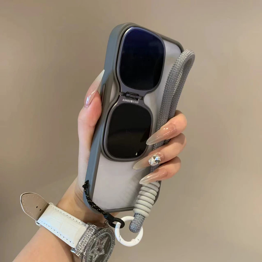 新款墨镜支架适用苹果15promax手机壳iphone14pro/13挂绳12个性女