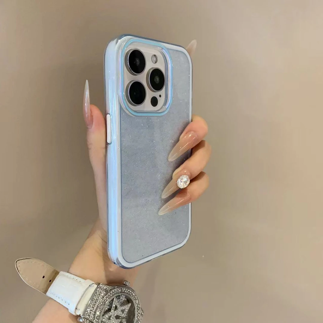 高级感闪粉透明硅胶适用苹果16promax手机壳iphone15pro简约14/13