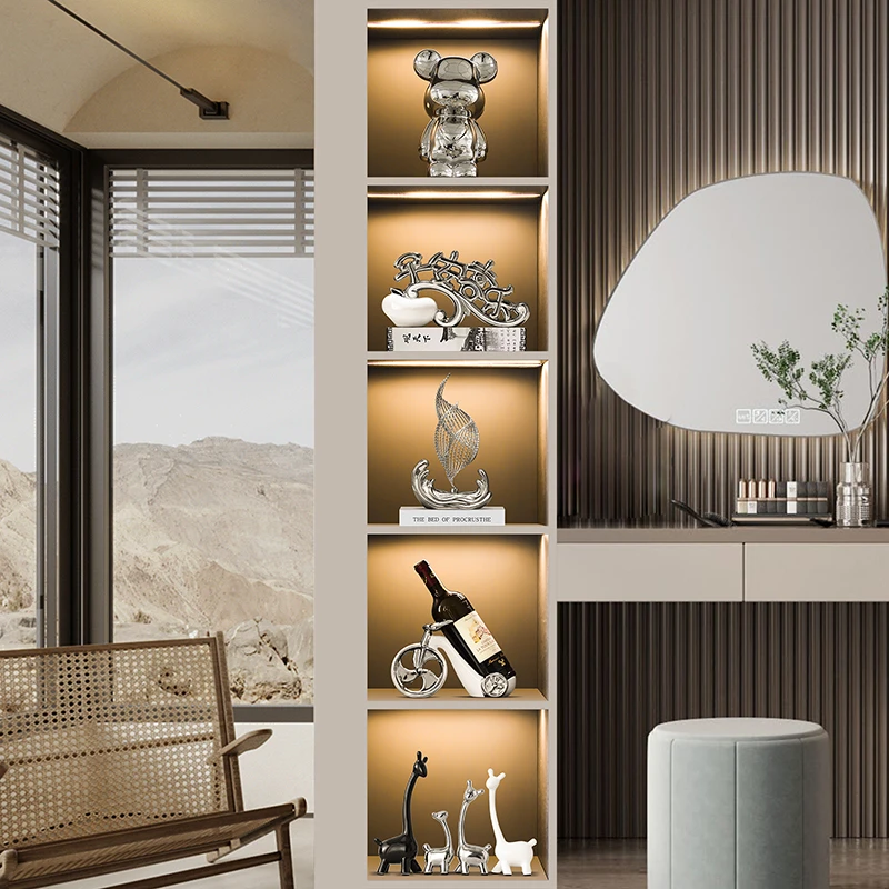 高档客厅装饰品创意轻奢陶瓷摆件搭配套装酒柜电视柜玄关玻璃柜子