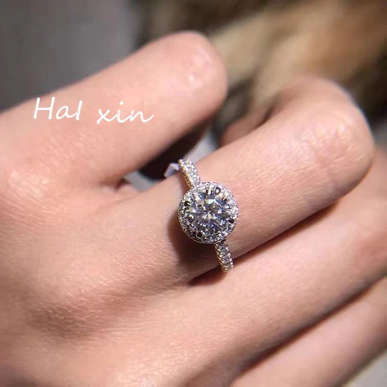 铜合金莫桑石戒指 一克拉钻戒女仿真钻莫桑石镶钻戒指女ins不掉色