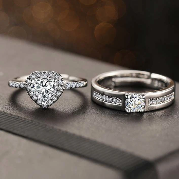 合金莫桑石戒指 莫桑戒指一克拉钻戒时尚情侣简约经典指环镶嵌