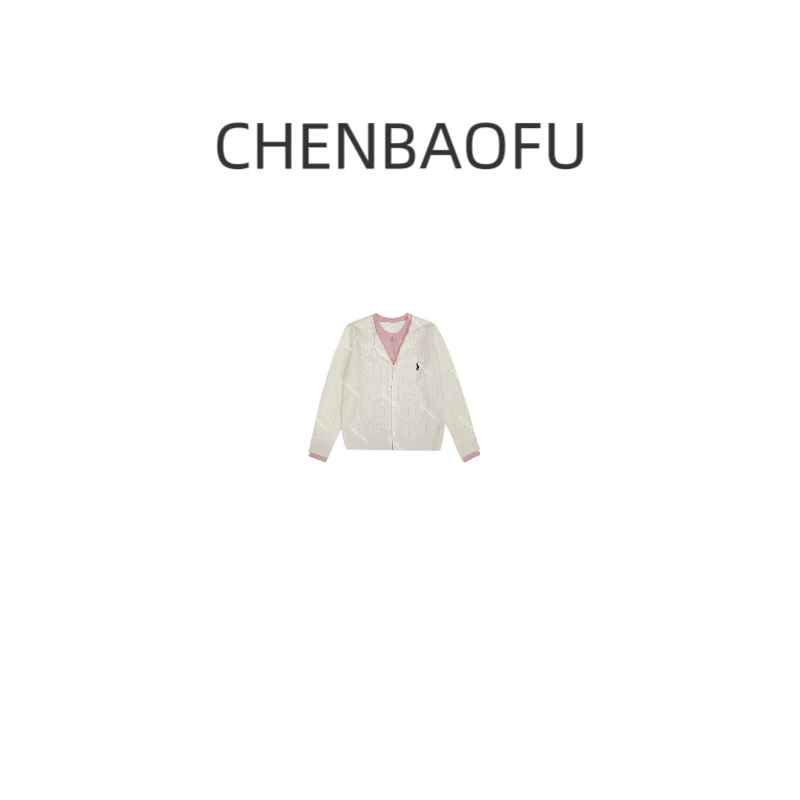 100%羊毛显白百搭宽松麻花针织衫假两件刺绣毛衣开衫上衣