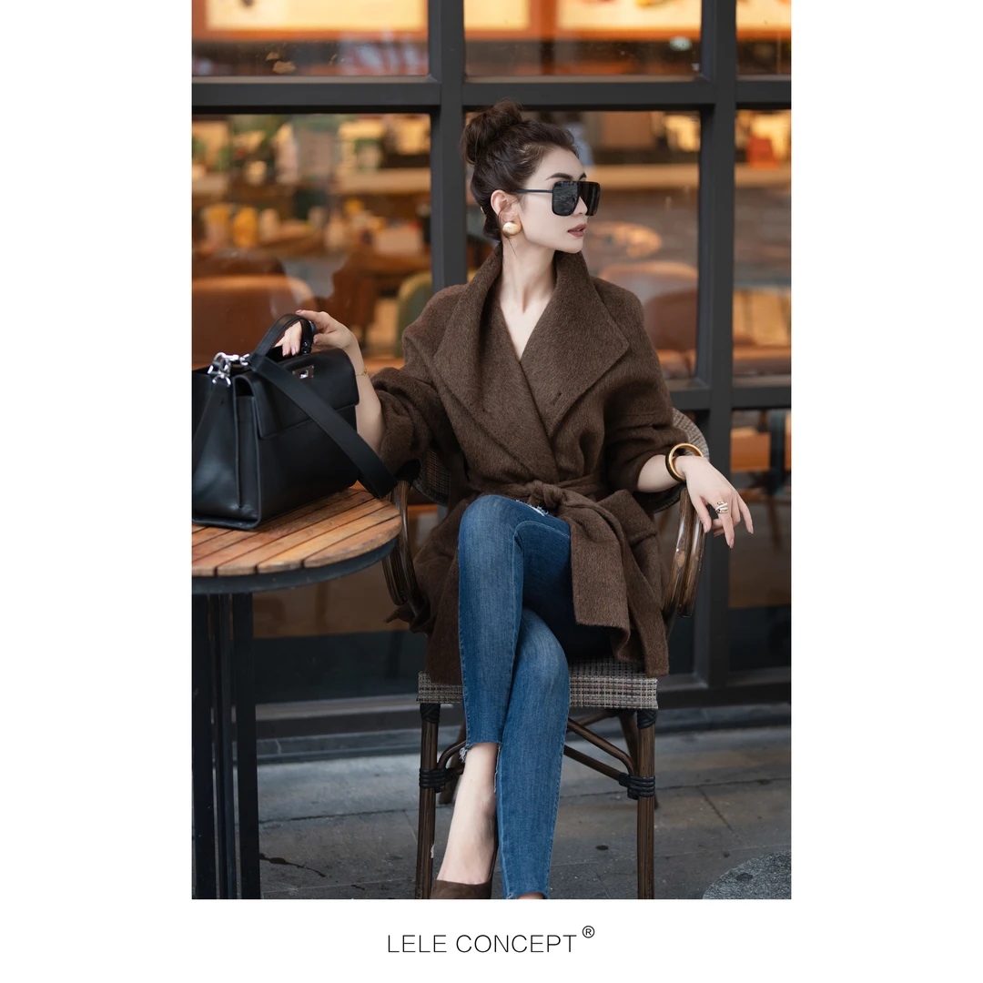 LELE CONCEPT丨【丽】新款气质双兜西服领大衣系带外套Y0159