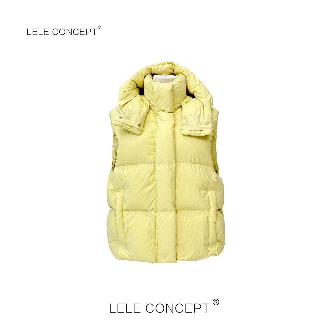 LELE CONCEPT丨【丽】新款时尚舒适百搭短款连帽鹅绒马甲Y0393