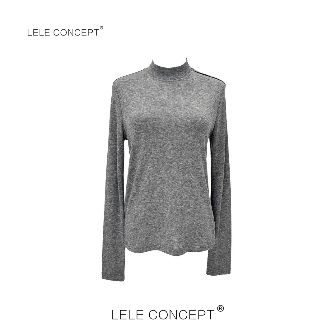 LELE CONCEPT丨【丽】新款舒适百搭半领肩扣打底衫S0621