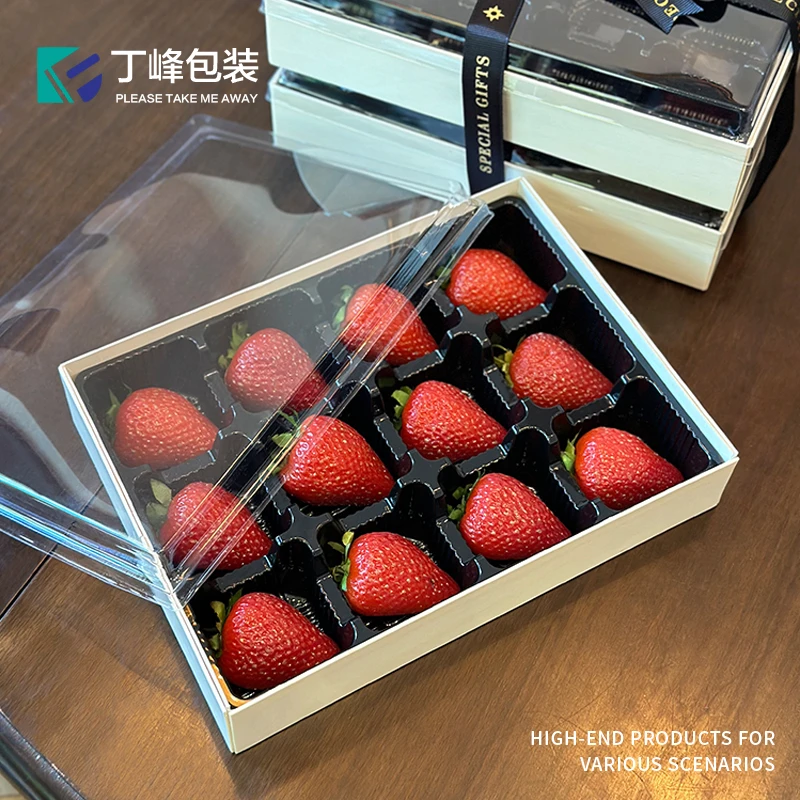 丁峰包装【25只】木质方盒搭配水果果切4/6/9/12分格打包盒