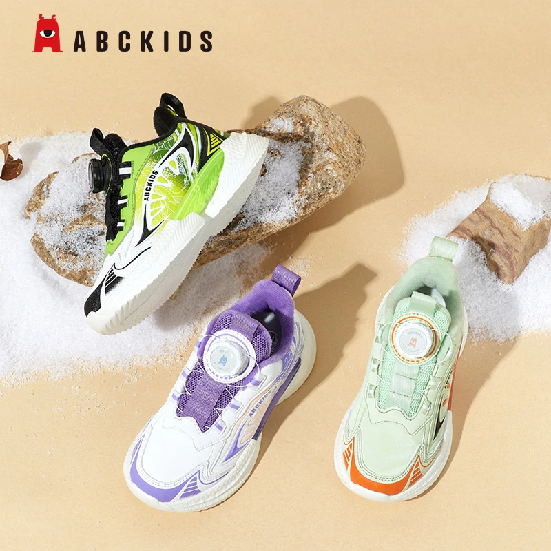 Abckids【华姐专属】童鞋加绒新款旋转纽扣加绒儿童运动鞋休闲鞋1