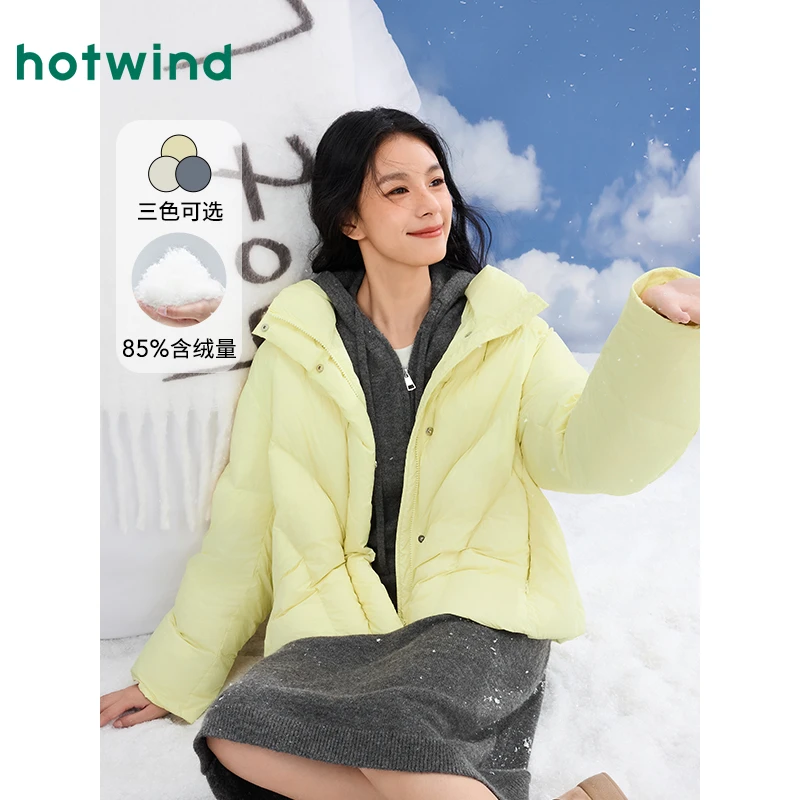 热风2024年冬季新款女士泡芙感羽绒服轻暖短款上衣外套F12W4408