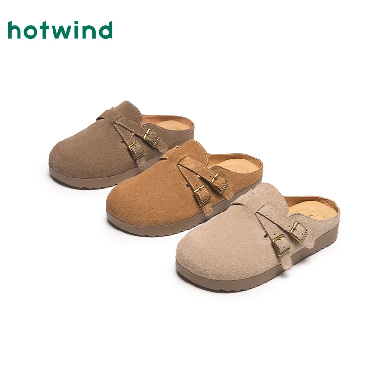 热风半拖勃肯鞋女鞋2025年春季新款包头百搭软木半拖鞋H15W25112