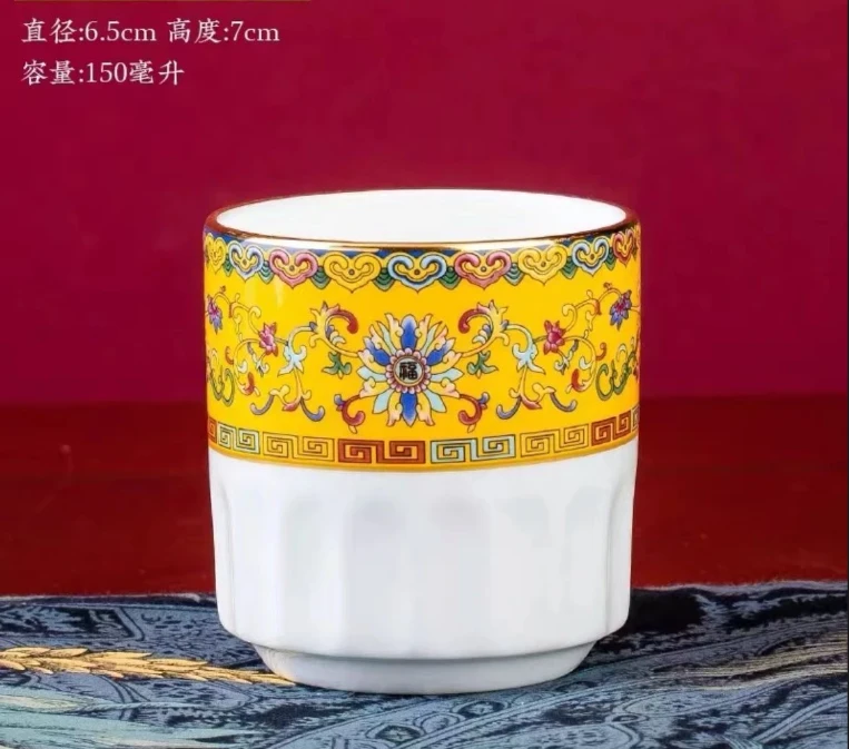 景德镇珐琅彩茶水杯新款轻奢高端家用陶瓷高档礼物礼品喝茶杯