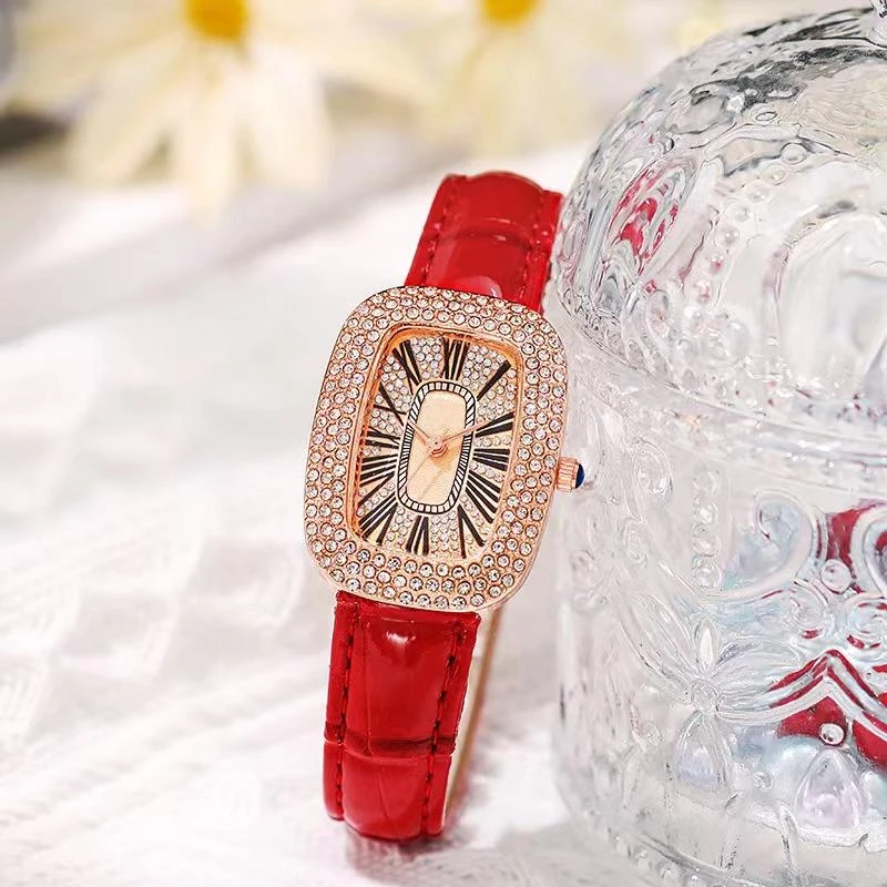 方形气质红满钻时尚轻奢都市丽人女士手腕表