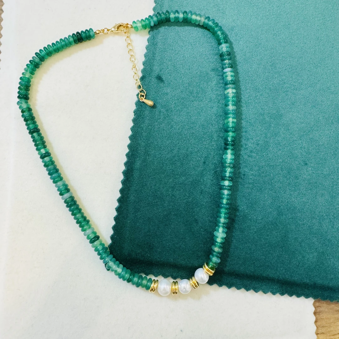 【叶子】夏山如碧手工气质复古绿色算盘珠国风小众项链