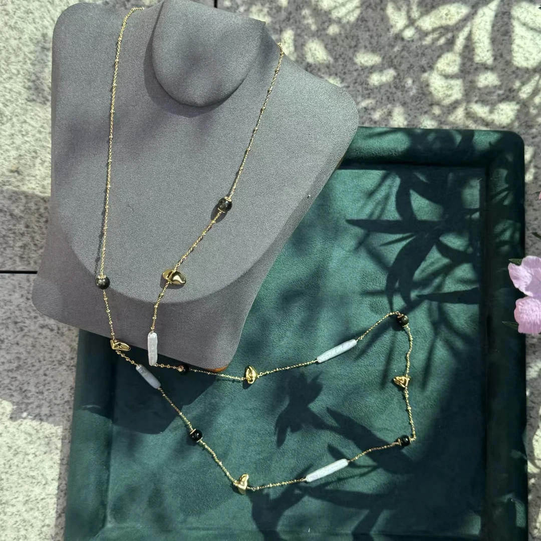 铜合金项链 【双11好物】时尚海岸线天然巴洛风拼接毛衣链