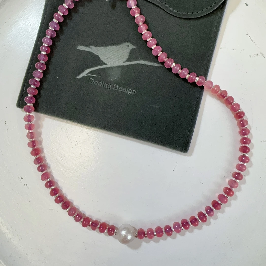 【七夕好物】胭脂红玛瑙爱迪生珍珠优雅气质红色项链