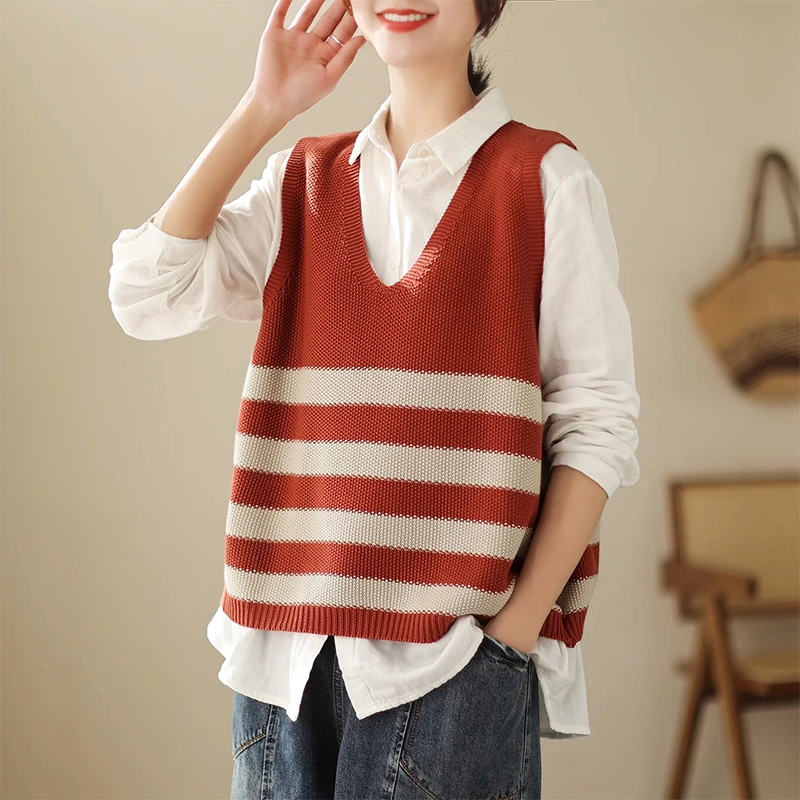 大码女装秋冬季新款针织衫马甲背心文艺休闲洋气时尚宽松毛衣内搭