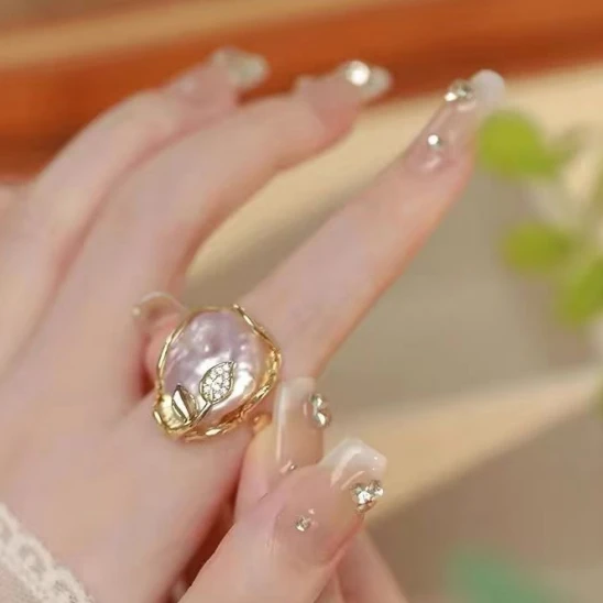 铜合金仿珍珠戒指 手工j9811