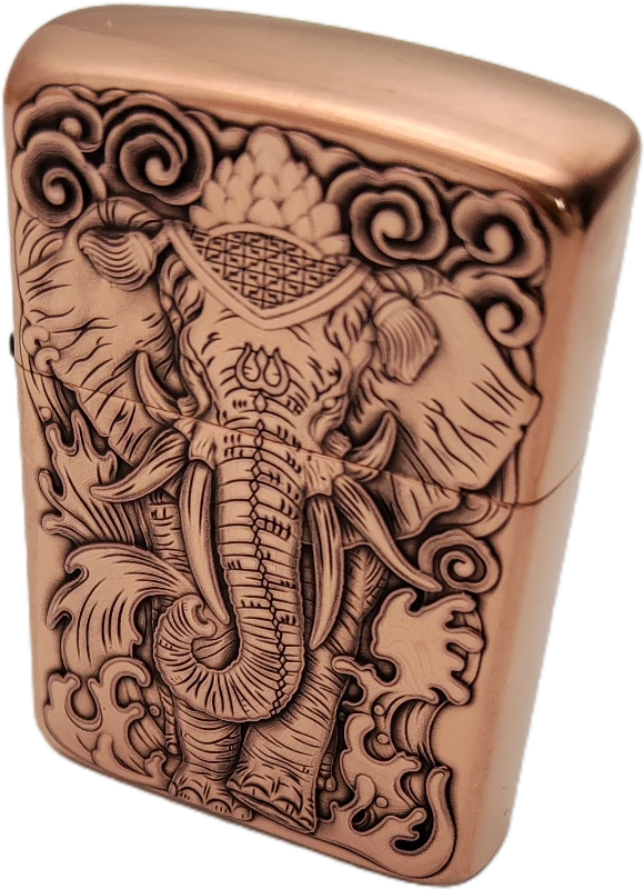 六牙神象紫铜盔甲男士创意打火机防风简约经典款浮雕工艺男人玩具