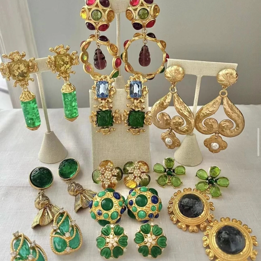 合金耳饰 菠萝中古/ 耳夹 vintage 中古 古董 时尚 气质 胸针