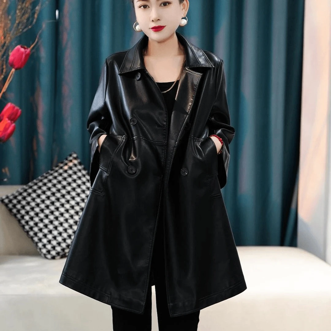 新秋冬款大长款女士皮衣